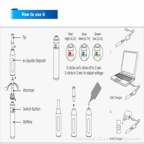 E-cigarettes eGo-T, Self-locking Button, US and UK Adapters Available, Easy to Inhale